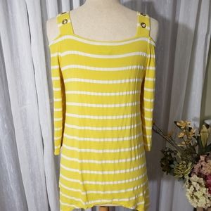 Rain yellow/white stripe top